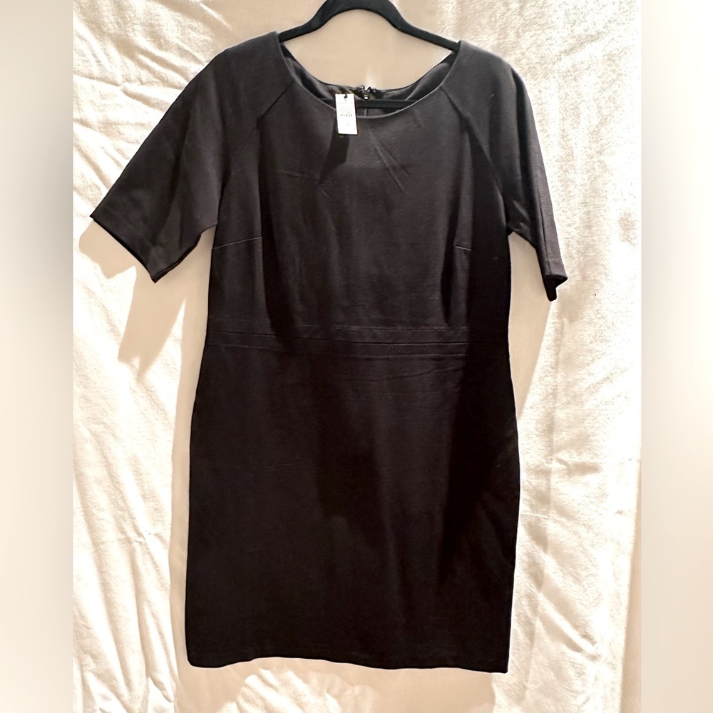 NWT TALBOTS Ponte Knit Black Dress, size 12